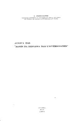 Acerca das “Bases da reforma das Universidades”