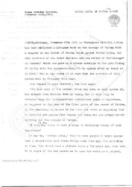 Sister Lucia on Fatima secret