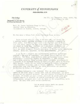 Carta de Robert Chester Smith para Guilherme Braga da Cruz