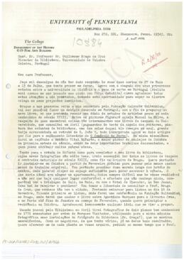 Carta de Robert Chester Smith para Guilherme Braga da Cruz