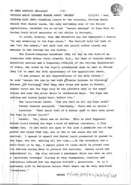 Vatican Radio quashes rumors about “secret”