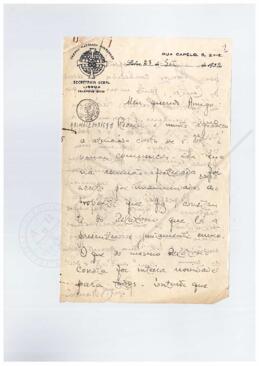 Carta do padre António Brandão para António Lino Neto