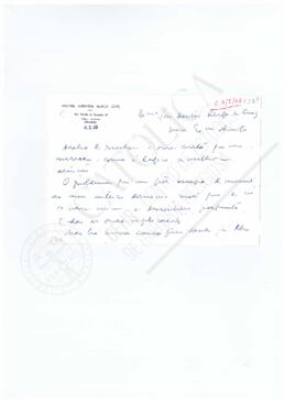 Carta de Manuel Miranda Ramos Lopes para Guilherme Braga da Cruz