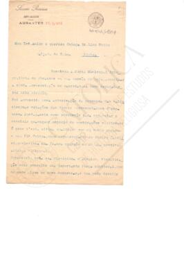 Carta de David Serras e Silva Pereira para António Lino Neto