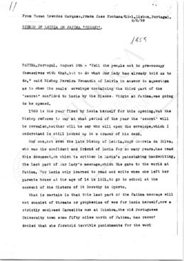 Bishop of Leiria on Fatima “secret”