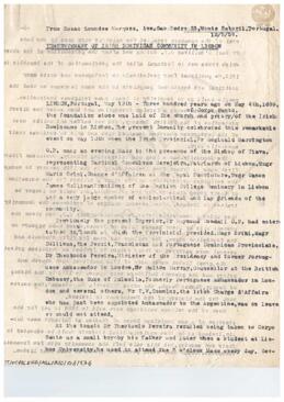 Tercentenary of Irish dominican comunity in Lisbon