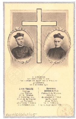 Padres Alfred [Jean Baptiste] Fragues (1856-1910) e Bernardino Barros Gomes (1838-1910)