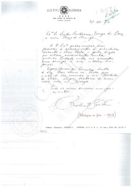 Carta de Robert Chester Smith para Guilherme Braga da Cruz