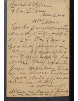 Postal de Joaquim Teixeira da Silva Amaral a Benevenuto de Sousa