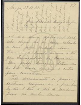 Carta de Adelaide Caldas a Benevenuto de Sousa