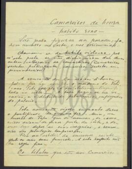 Notas manuscritas sobre as competências do cargo de camareiro