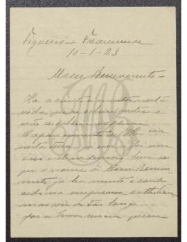 Carta do Pe. Luís Ferreira de Carvalho a Benevenuto de Sousa.