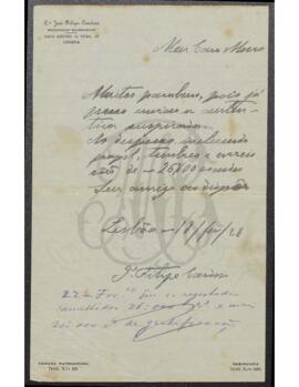 Carta do Pe. José Filipe Cardoso a Benevenuto de Sousa