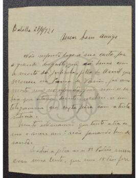 Carta de Joaquim Ferraz Carvalho a Benevenuto de Sousa