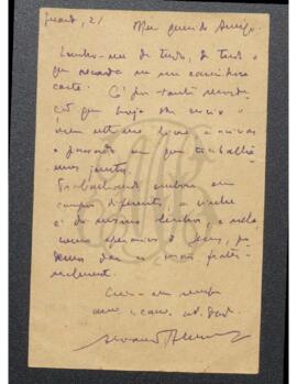 Bilhete postal de Joaquim Augusto Álvares de Almeida a Benevenuto de Sousa