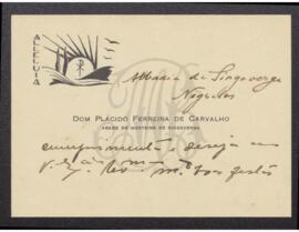 Cartão do Pe. Luís Ferreira de Carvalho a Benevenuto de Sousa.