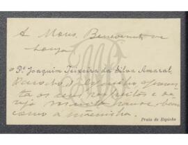 Cartão de Joaquim Teixeira da Silva Amaral a Benevenuto de Sousa
