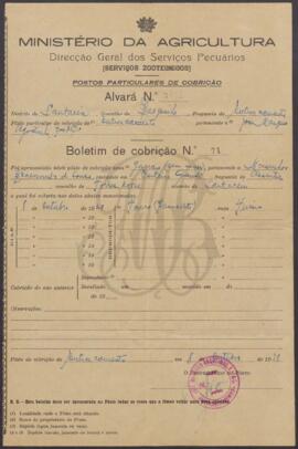 Boletim de cobrição de animal