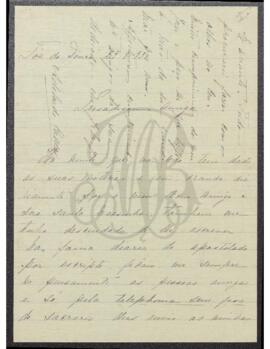 Carta de Adelaide Caldas a Benevenuto de Sousa