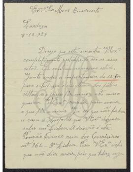 Carta de Madalena Alves Camejo a Benevenuto de Sousa