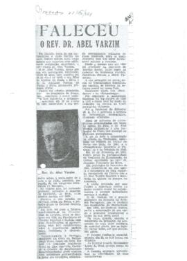 Faleceu o Rev. Dr. Abel Varzim