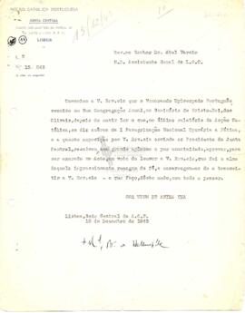 Carta de [D.] Manuel [Trindade Salgueiro], bispo de Helenópole, presidente da Junta Central da ACP, para Abel Varzim